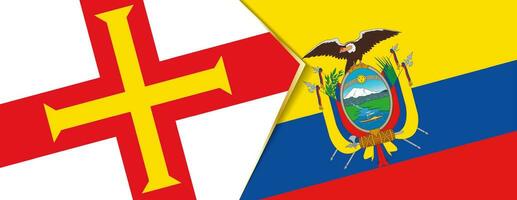 guernsey y Ecuador banderas, dos vector banderas