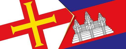 guernsey y Camboya banderas, dos vector banderas