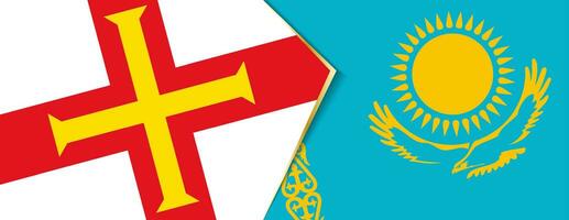 Guernsey and Kazakhstan flags, two vector flags.