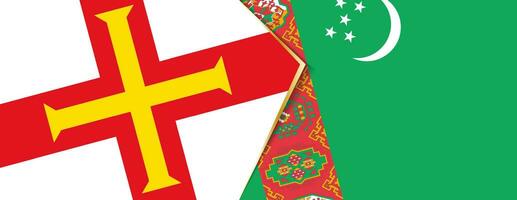 guernsey y Turkmenistán banderas, dos vector banderas