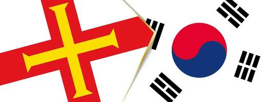 Guernsey and South Korea flags, two vector flags.