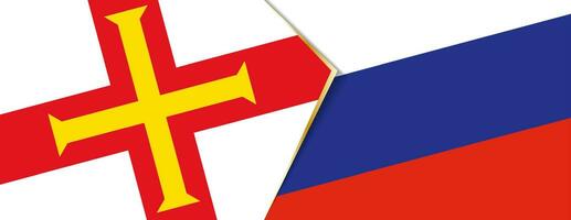 Guernsey and Russia flags, two vector flags.