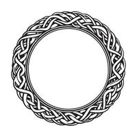 Round Celtic frame. Black pattern, isolated vector on white background.