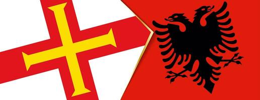 Guernsey and Albania flags, two vector flags.