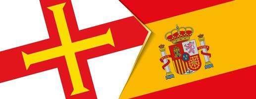 Guernsey and Spain flags, two vector flags.