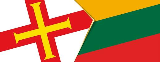 Guernsey and Lithuania flags, two vector flags.