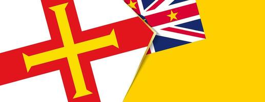 Guernsey and Niue flags, two vector flags.