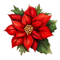 Poinsettias illustrations, ai generative png