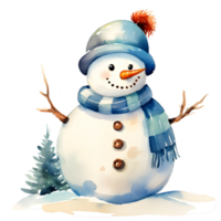 uma boneco de neve, aquarela, ilustrações, ai generativo png