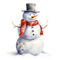 une bonhomme de neige, aquarelle, illustrations, ai génératif png