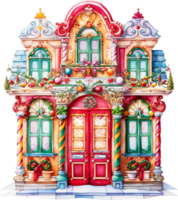 ai generativo aguarela Natal fofa vermelho porta clipart inverno natal enfeites feriado casa festivo casa decoração Natal árvores png