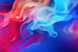 abstract background of blue and red smoke in the shape of a wave, illustration Dramatic smoke and fog in contrasting vivid colors. background or wallpaper, AI Generated photo