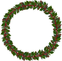 Christmas wreath illustration on transparent background. png