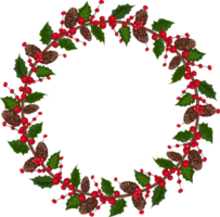 Christmas wreath illustration on transparent background. png