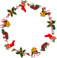 Christmas wreath illustration on transparent background. png