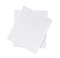 Top view of two folded pieces of white tissue paper or napkin in stack isolated with clipping path in png file format