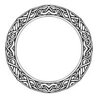 Round Celtic frame. Black pattern, isolated vector on white background.