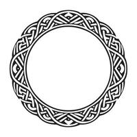 Round Celtic frame. Black pattern, isolated vector on white background.