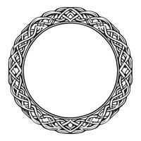 Round Celtic frame. Black pattern, isolated vector on white background.