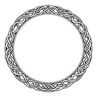 Round Celtic frame. Black pattern, isolated vector on white background.