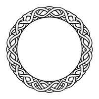 Round Celtic frame. Black pattern, isolated vector on white background.