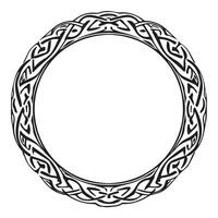 Round Celtic frame. Black pattern, isolated vector on white background.