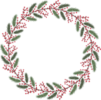 Christmas wreath illustration on transparent background. png