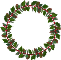 Christmas wreath illustration on transparent background. png