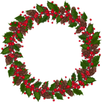 Christmas wreath illustration on transparent background. png