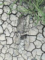 dry earth in the mud with foot print photo