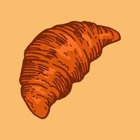 croissant in hand drawn and colored style. vector illustration.