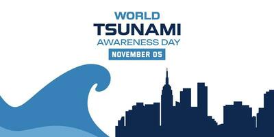 World Tsunami Awareness Day Illustration. November 05. Suitable for banner, poster, card, social media post, and more. Vector illustration.