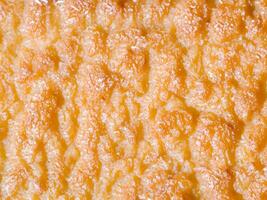 close up of orange cheese background texture. photo