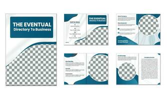 Corporate theme 16 pages business company profile brochure design, Minimal and clean geometric design of a 16-page blue color template for brochure, A4 16 Page Brochure Template vector