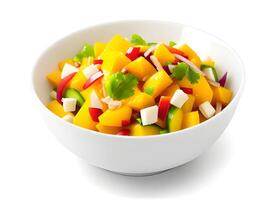 mango ensalada con piña aislado en blanco antecedentes. foto