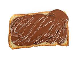 chocolate spread and toast on white background photo