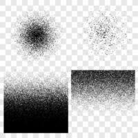 Grunge gradient and spray halftone vector set, sand or stipple grainy texture background or backdrop image