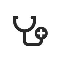 Stethoscope icon vector line outline art black and white symbol isolated, idea or logo or pictogram clipart