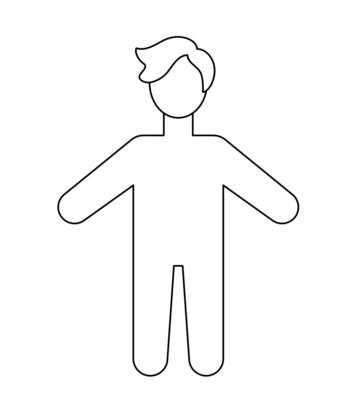 Simple cartoon blank man body template. Silhouette Boy child