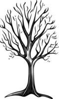 black tree on white background, illustration photo