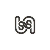 letter bq linked overlapping 3d flat line logo vector