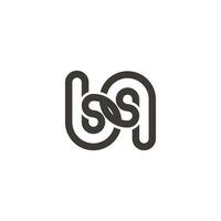 letter bq linked overlapping 3d flat line logo vector