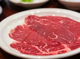 beef steak with spices on plate photo