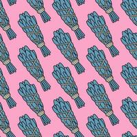 Cute doodle illustration in flat style, seamless pattern of bunch of dried magic herbs on pink background, fortune telling. Witch items, witchcraft. vector
