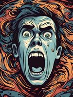 angry screaming young man. illustration. photo