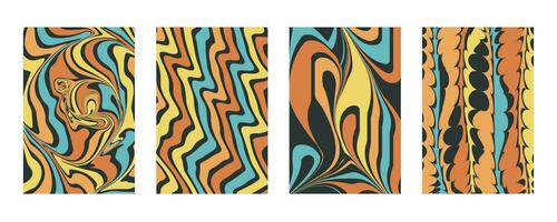 Trendy retro trippy y2k style background set vector