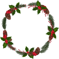 Christmas wreath illustration on transparent background. png