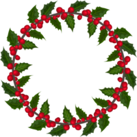 Christmas wreath illustration on transparent background. png