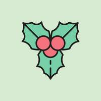 christmas mistletoe icon with lineal color style vector