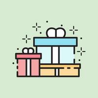 Navidad regalos caja icono con lineal color estilo vector